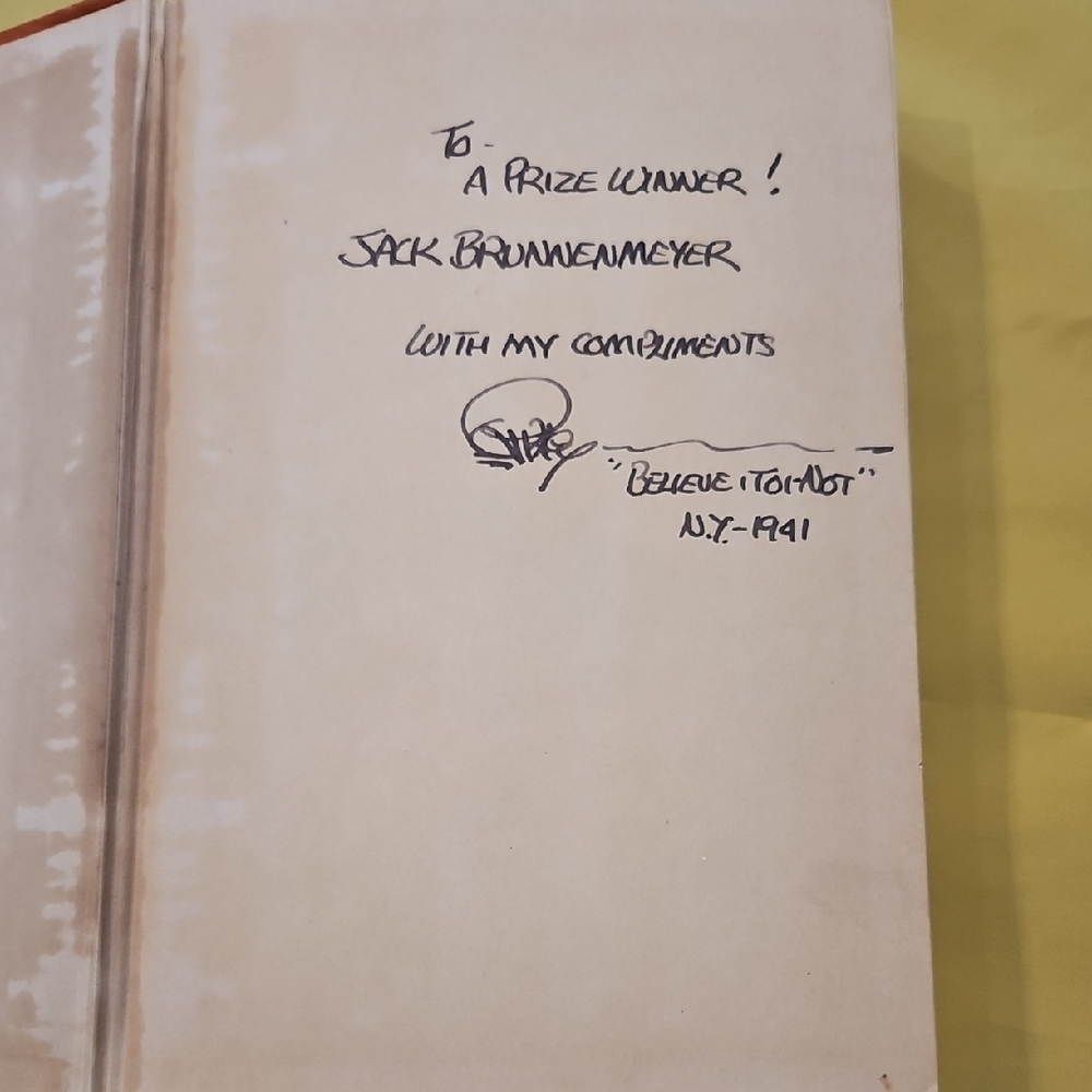 VTG 1941 Signed Robert Ripley Big Book Believe It Or Not Hardcover